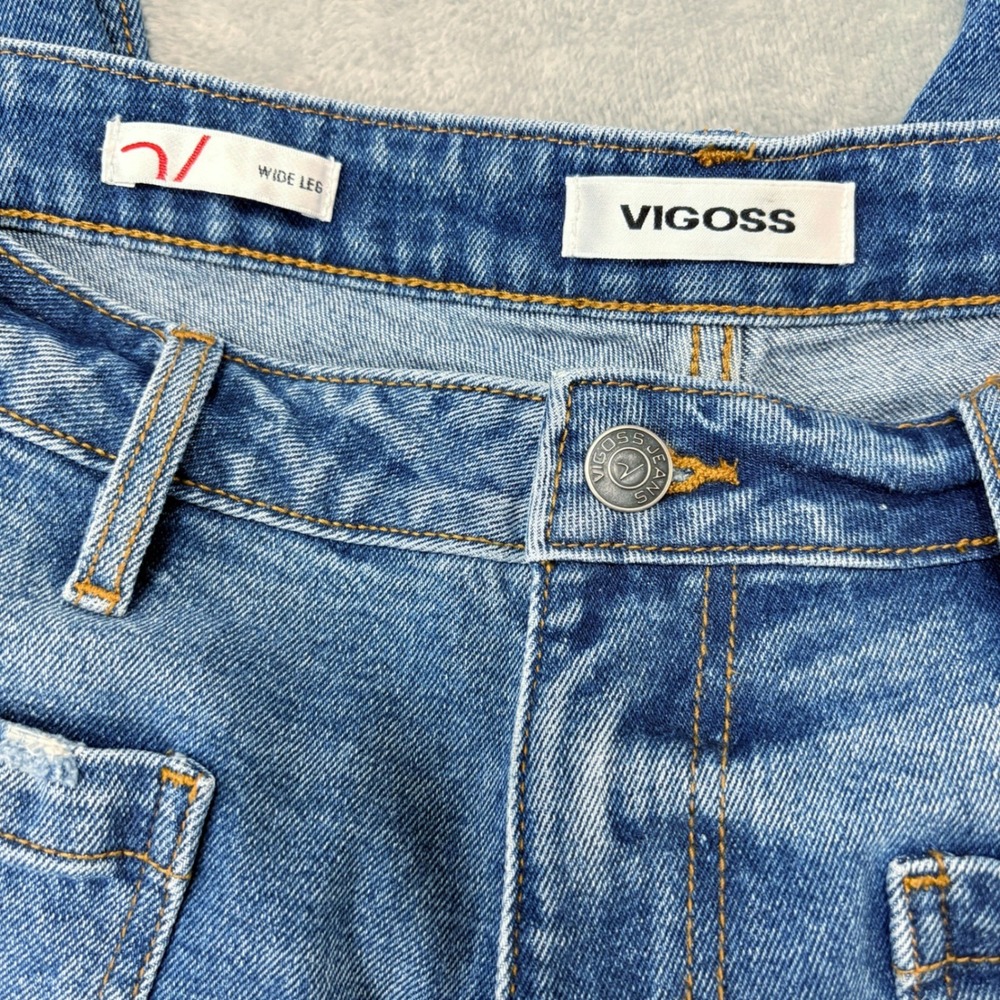 Vigoss Women 18 (38x31) Wide Leg Patch Pocket High Rise Distressed Boho Denim - Picture 14 of 16